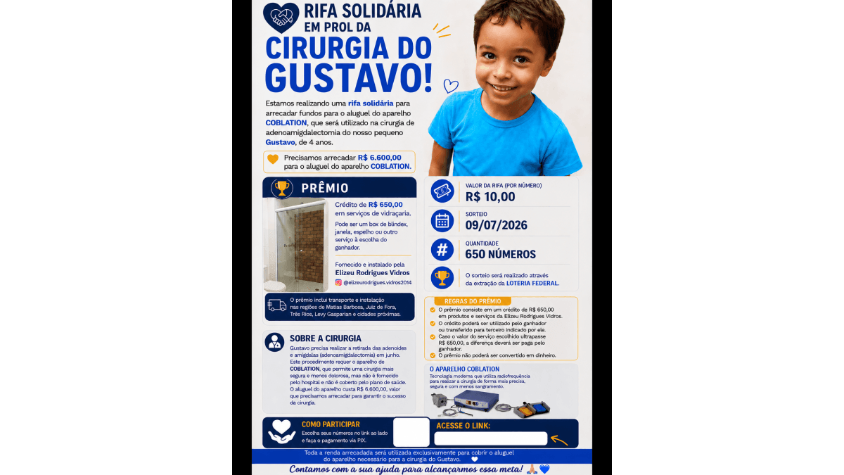 Rifa Solidária do Gustavo