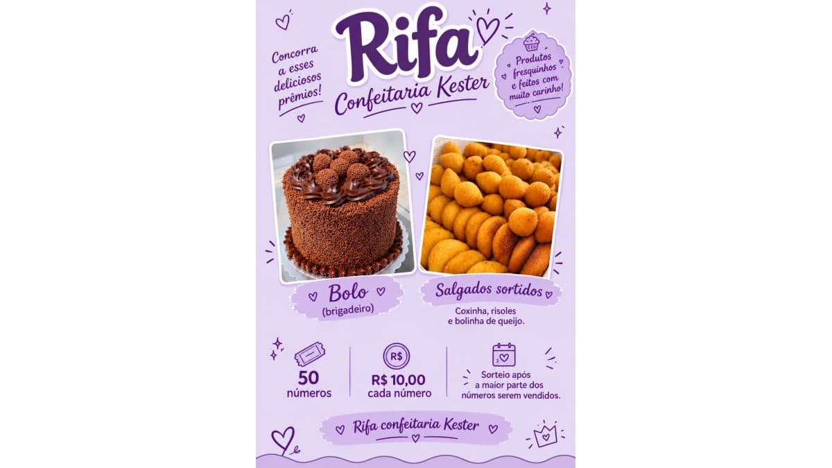 RIFA - BOLO DE BRIGADEIRO E MINIS SALGADOS