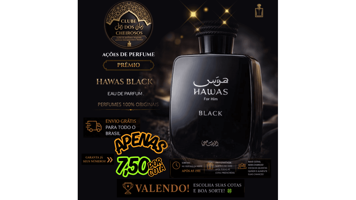 Ação HAWAS BLACK-RASASI 100ML ORIGINAL