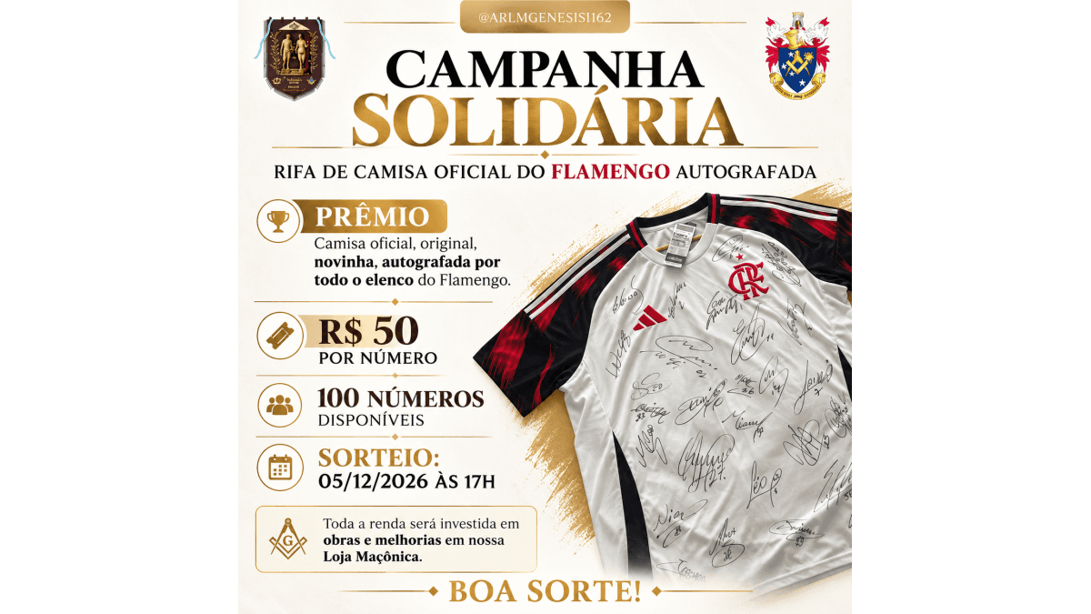 Camisa Oficial do Flamengo Autografada pelo Elenco – Rifa Solidária