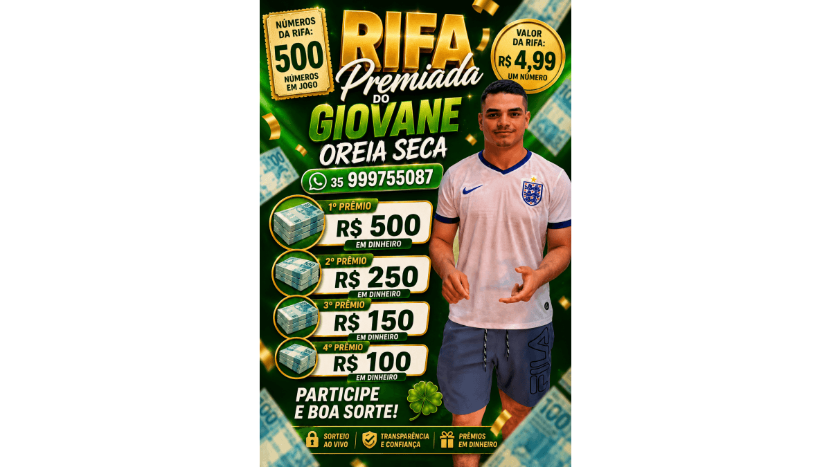 Rifa premiada do Geovane oreia seca