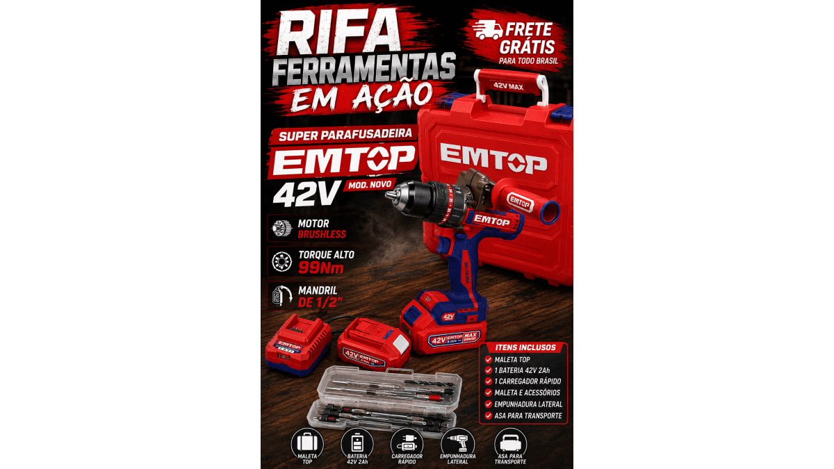 Super Parafusadeira Emtop 42v Mod. NOVO