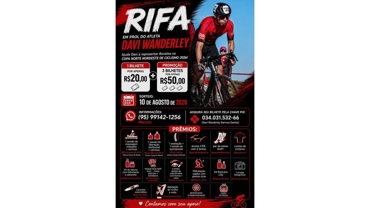 Rifa em prol da viagem do Atleta Davi Wanderley