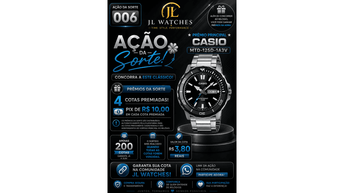Ação da Sorte 006 Casio MTD-125D-1A3V