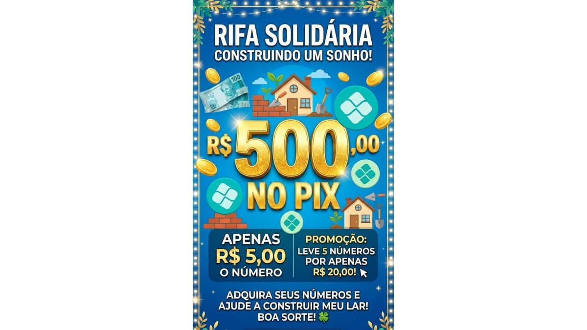 500,00 reais no Pix