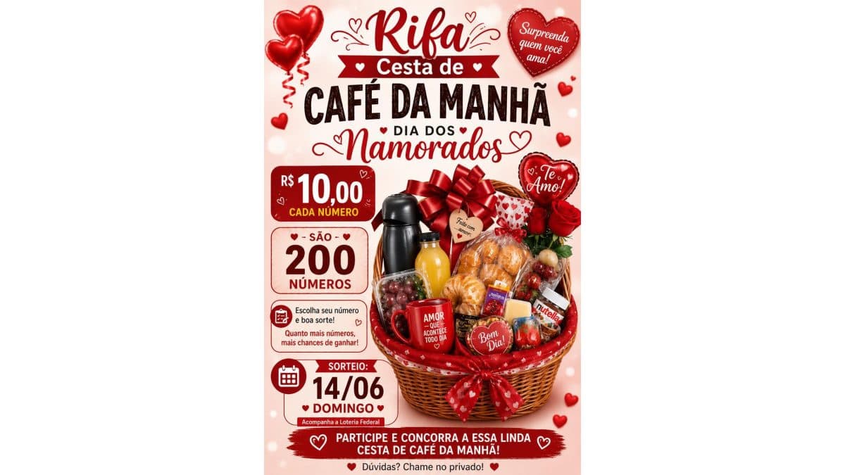 CESTA DE CAFÉ DA MANHÃ DO DIA DOS NAMORADOS