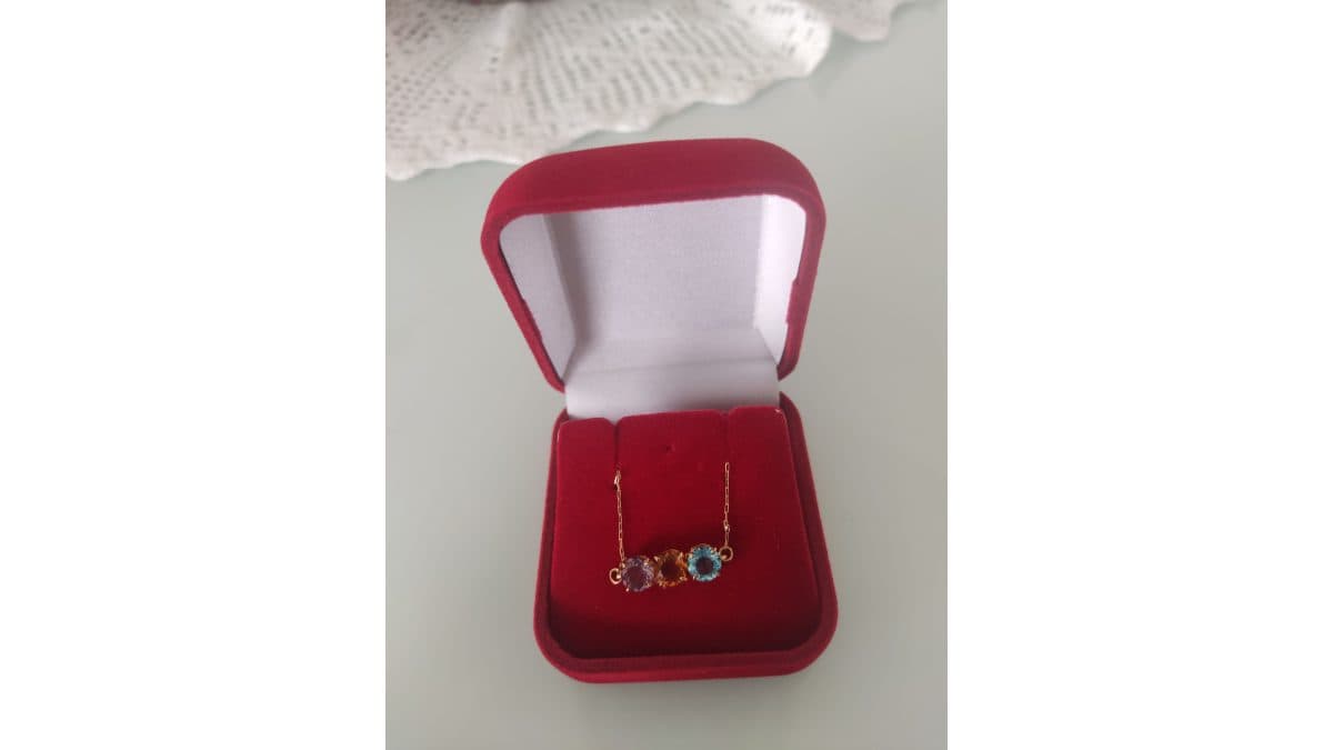 Pulseira em ouro 18k com ametista,citrino e topázio azul