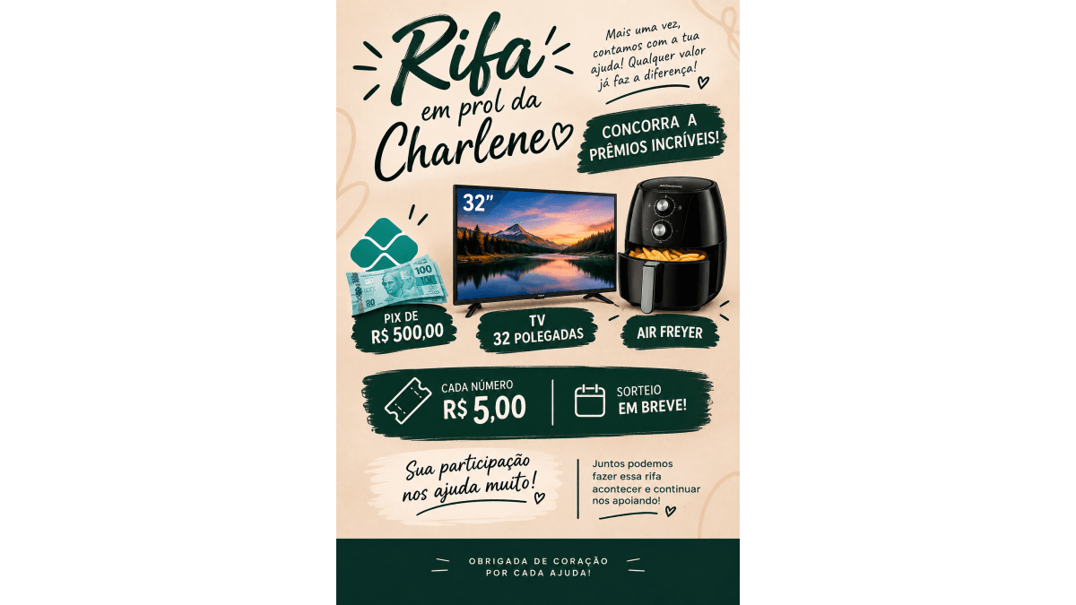 Rifa em prol da Charlene