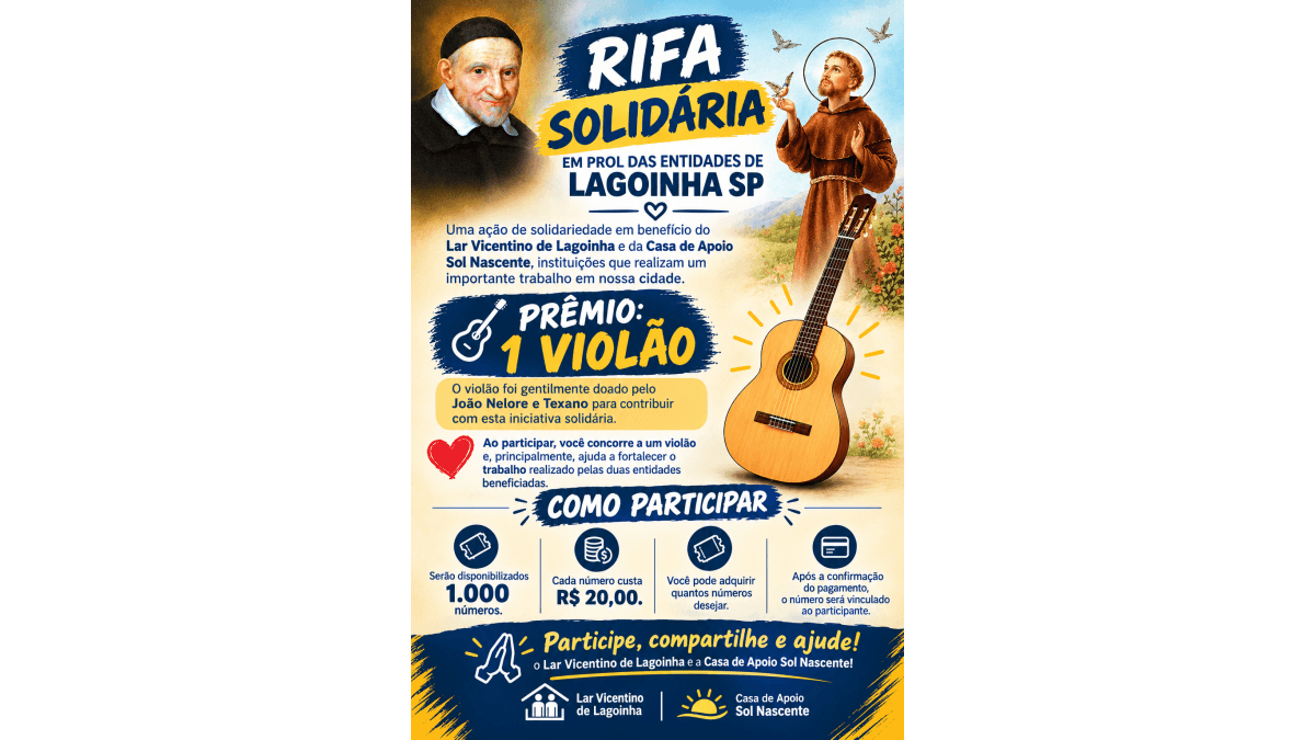 RIFA SOLIDÁRIA EM PROL DAS ENTIDADES DE LAGOINHA SP