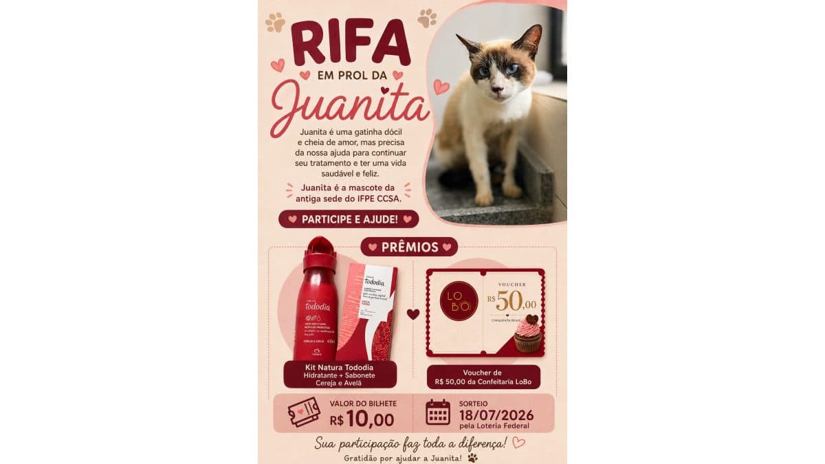 Rifa Solidária para ajudar a gatinha Juanita