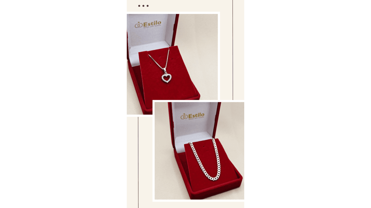 Um colar feminino OU uma pulseira masculina de prata da Estilo Alianças.