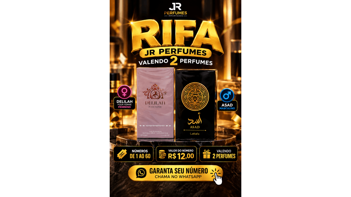 🎉 RIFA JR PERFUMES | 2 PERFUMES POR R$ 12,00 🍀