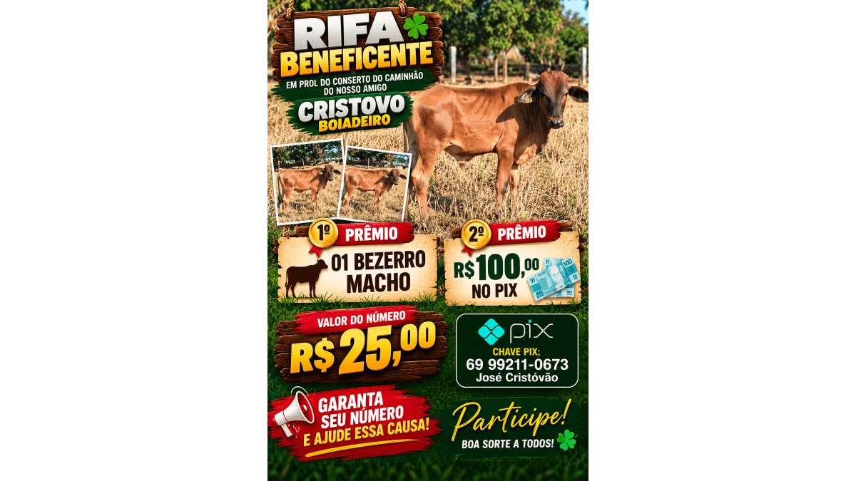 RIFA BENEFICENTE – VAMOS AJUDAR! 🙏