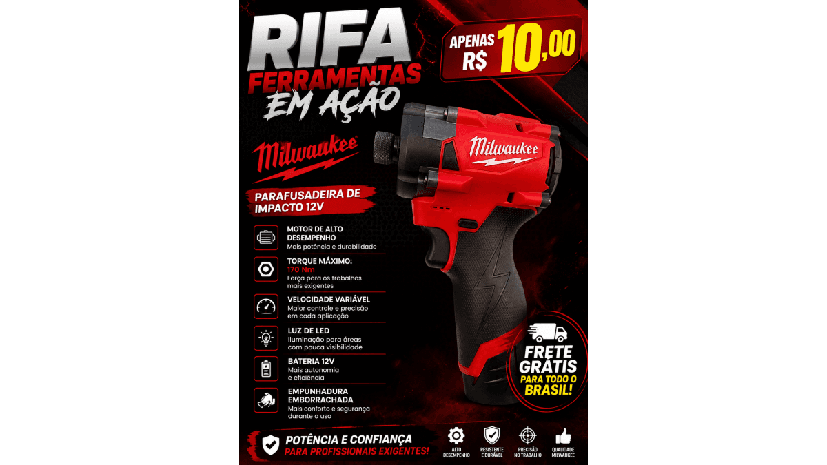 Parafusadeira De Impacto SABOR MILWAUKEE 12v