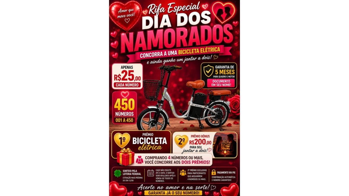 Especial de Dia dos Namorados – Bicicleta Elétrica 🚲⚡️