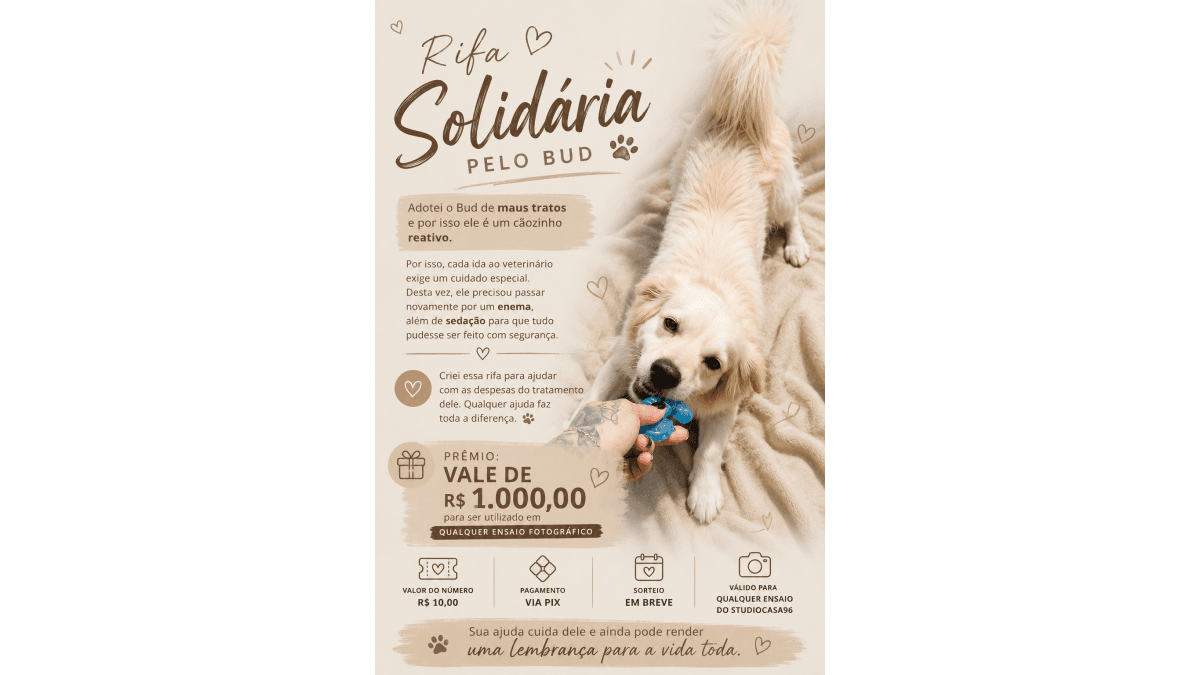 Rifa solidária pelo Bud