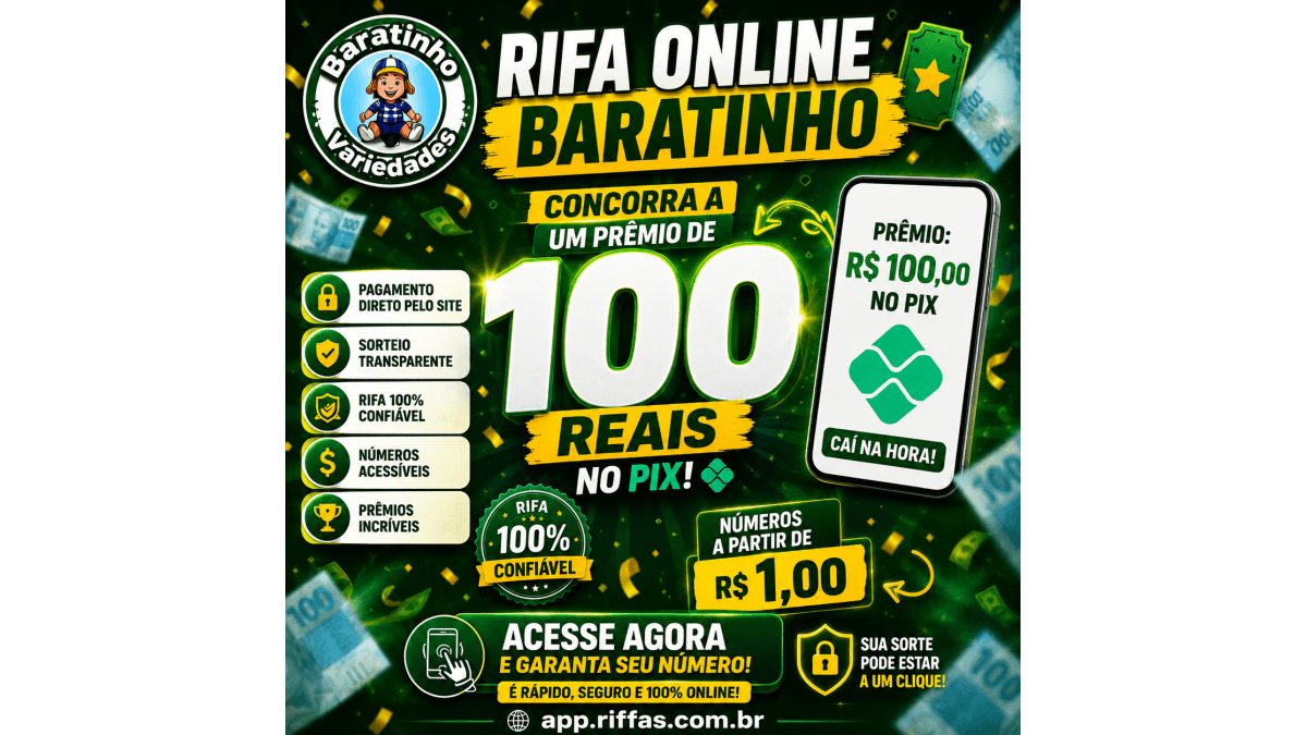 RIFA DE GRANA DO BARATINHO - VALENDO PIX DE R$100,00