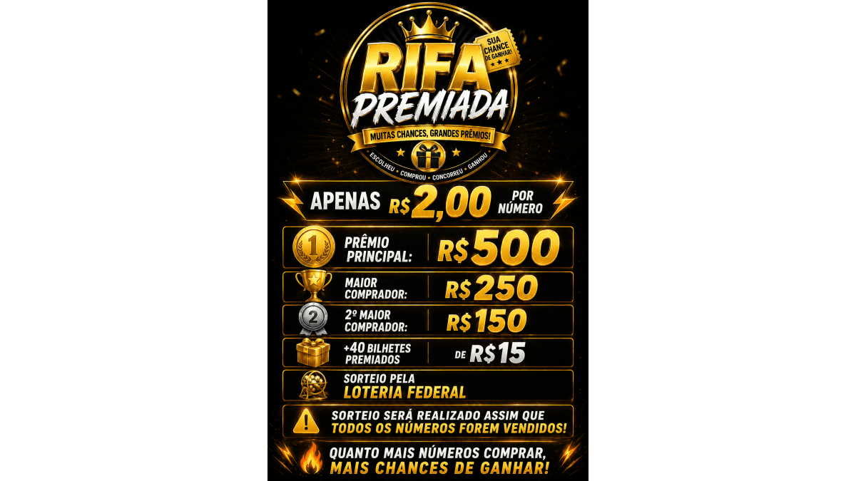 GANHE DINHEIRO HOJE! 💸 RIFA PREMIADA COM MUITOS GANHADORES !
