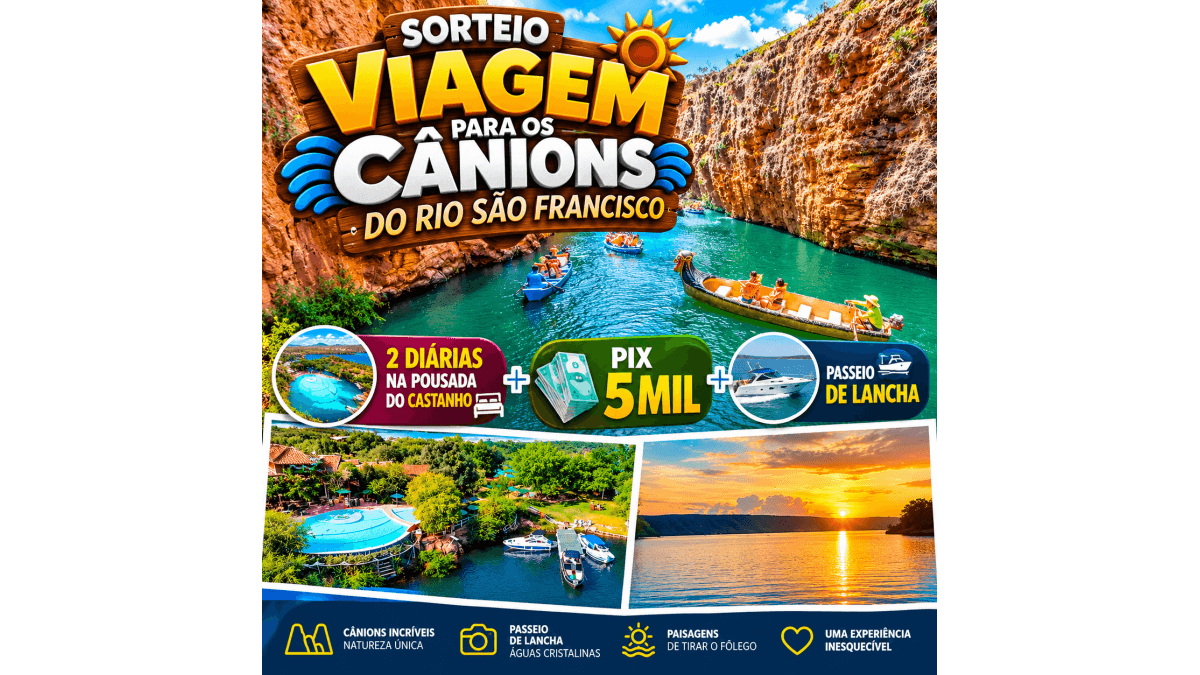 UMA VIAGEM PARA OS CÂNIONS DO SÃO FRANCISCO  + R$ 5.000 EM DINHEIRO!
