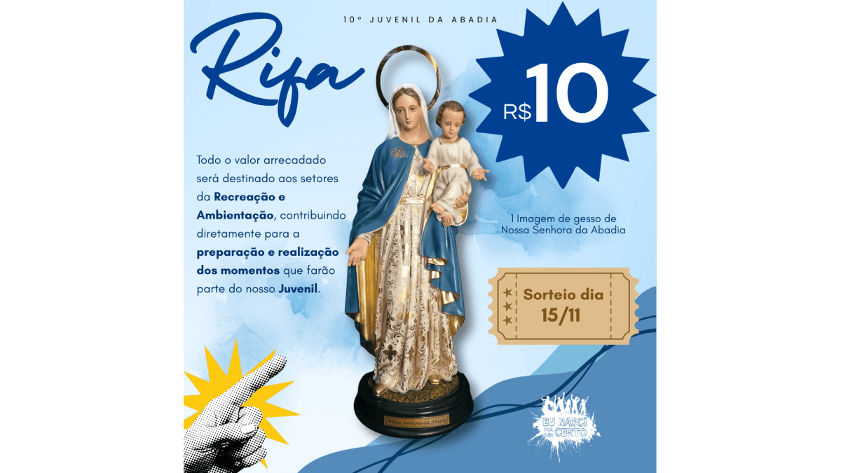 RIFA EM PROL DA RECREAÇÃO E DA AMBIENTAÇÃO DO 10° JUVENIL DA ABADIA!
