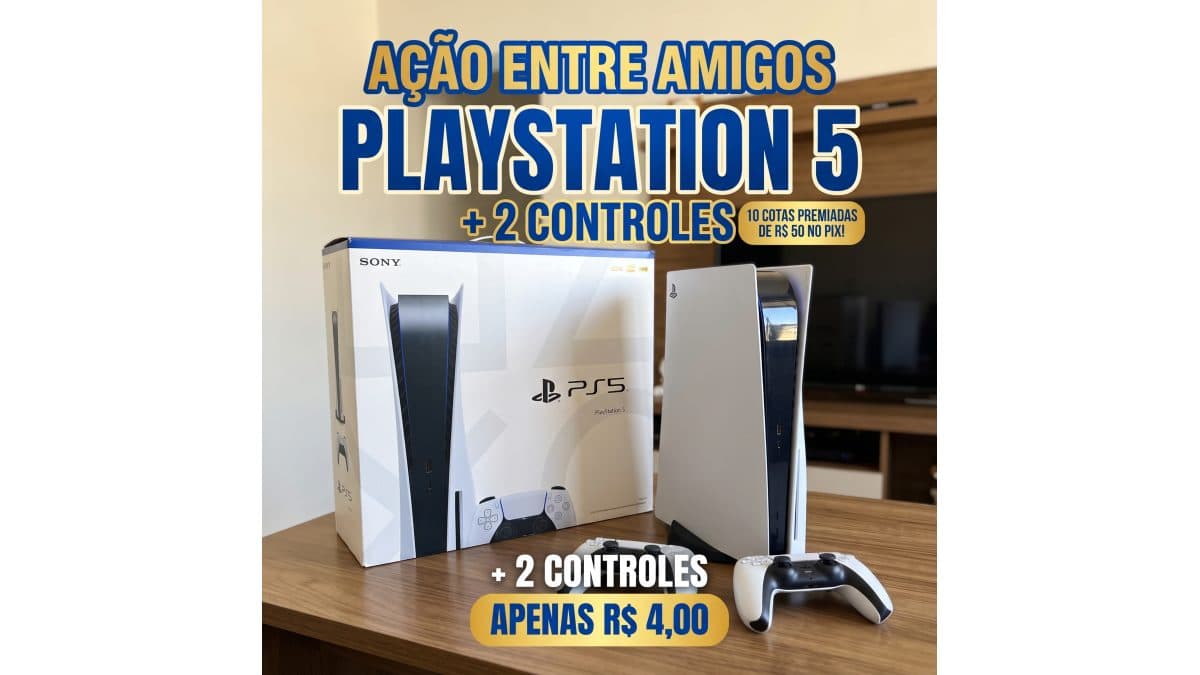 PlayStation 5 + 2 Controles + 10 Cotas Premiadas no Pix