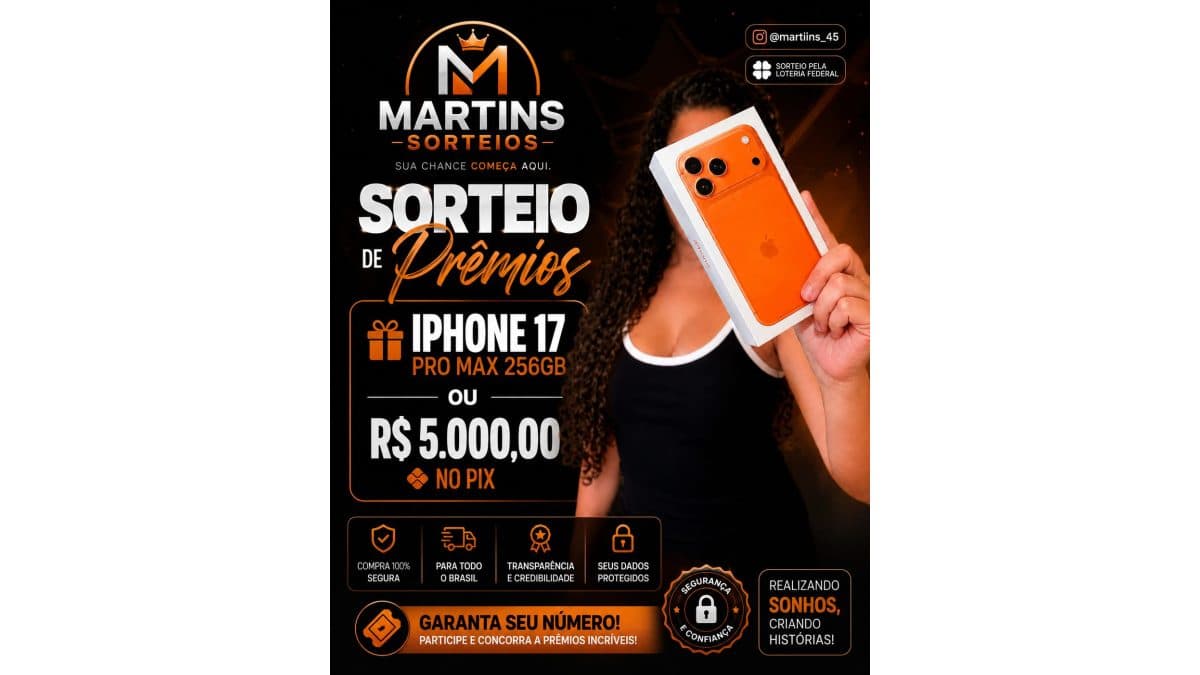 📱 iPhone 17 Pro Max 256GB ou R$ 5.000 no PIX