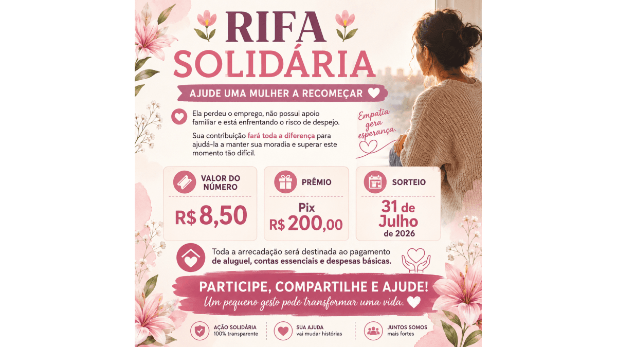 🌷 RIFA SOLIDÁRIA – AJUDE QUEM PRECISA 🌷