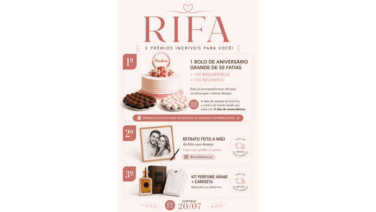 Rifa Solidária com 3 Prêmios Incríveis!