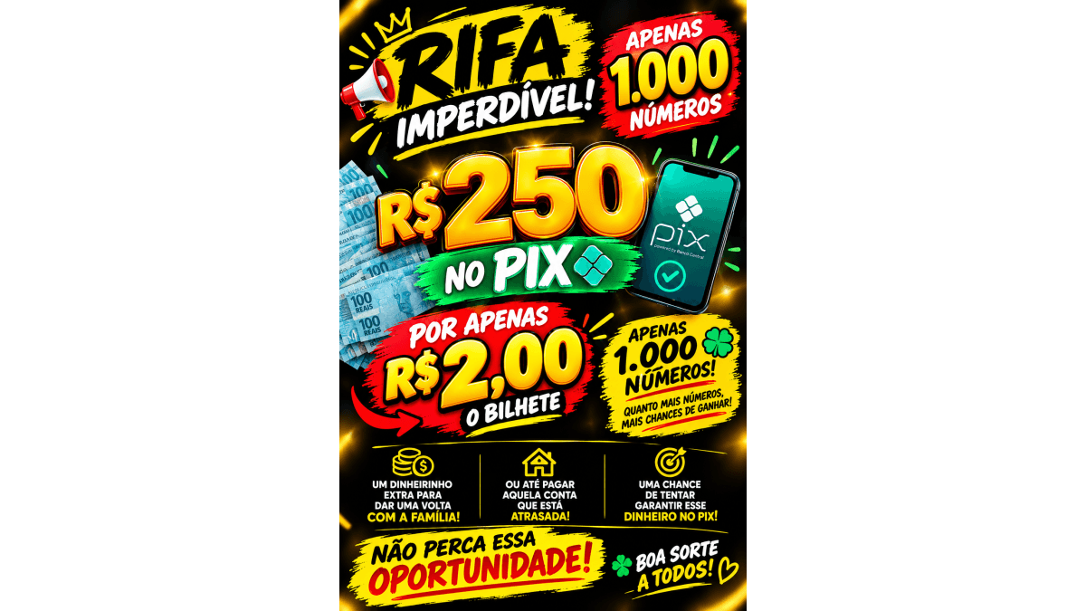 🚨1.000 NÚMEROS, UM PIX DE R$ 250!🚨