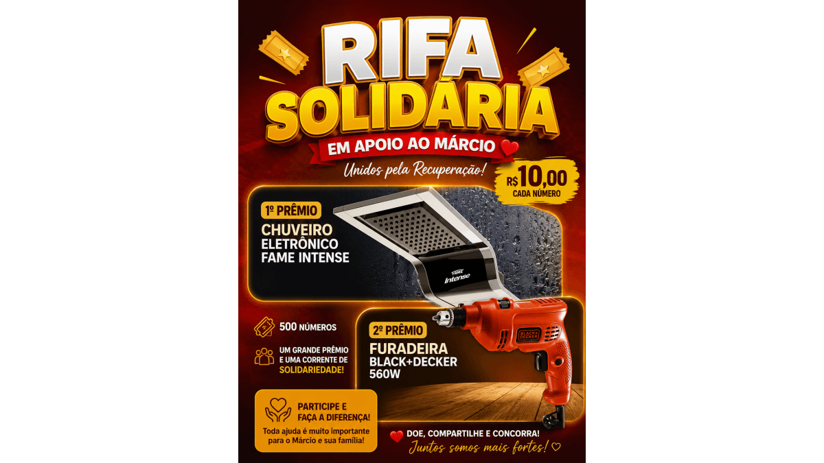 Corrente do Bem pelo Márcio - Participe da Rifa Solidária