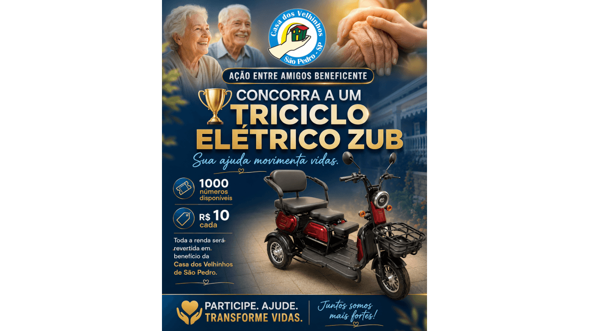 Ação entre amigos: Triciclo Eletrico Zub Acessibilidade Duos 580 W
