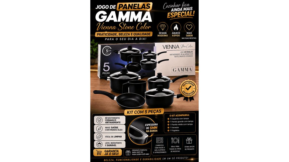 Jogo de panela 5 peças Gamma Vienna Stone Color!!!