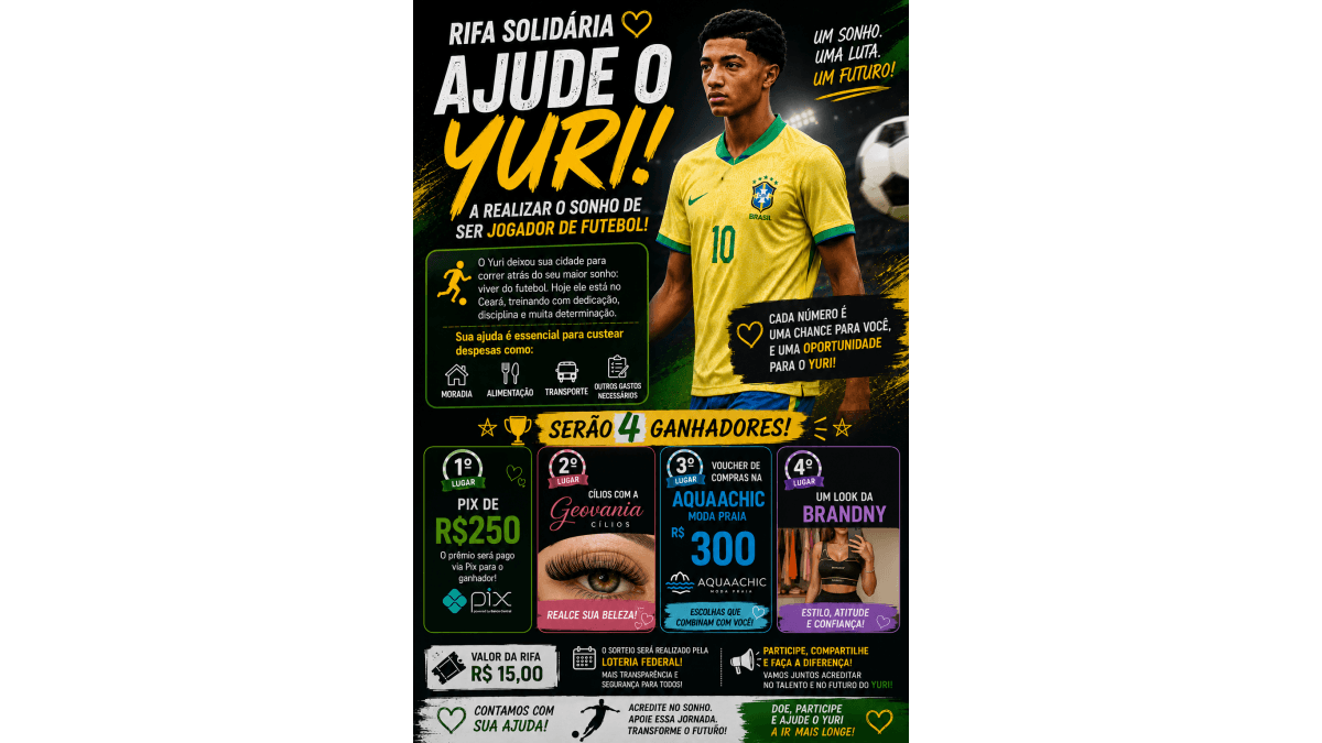 Ajude Yuri a realizar seu sonho 🙏🏻⚽️
