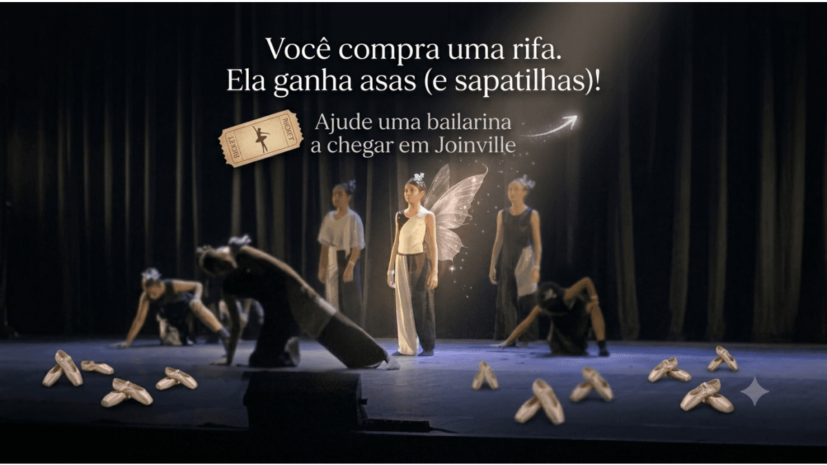 ✨ Você compra uma rifa. Ela ganha asas (e sapatilhas)! 🩰 - Prêmio Pix de R$ 300,00