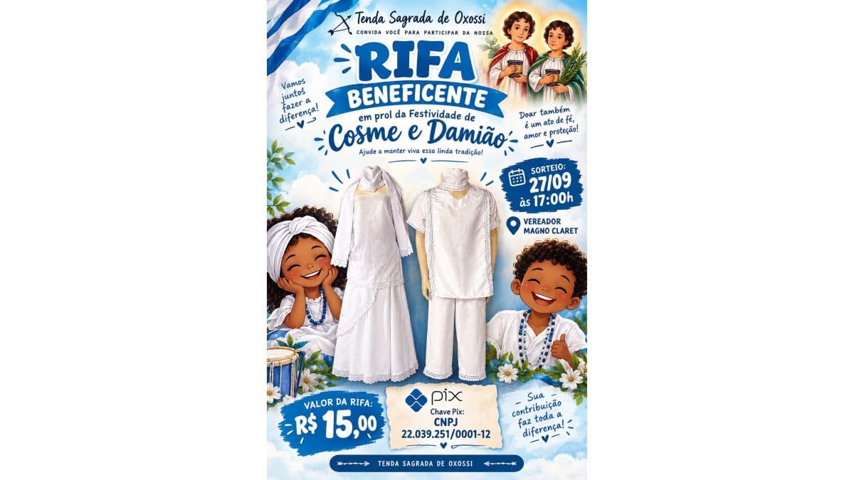 Rifa em prol da festa de Cosme e Damião