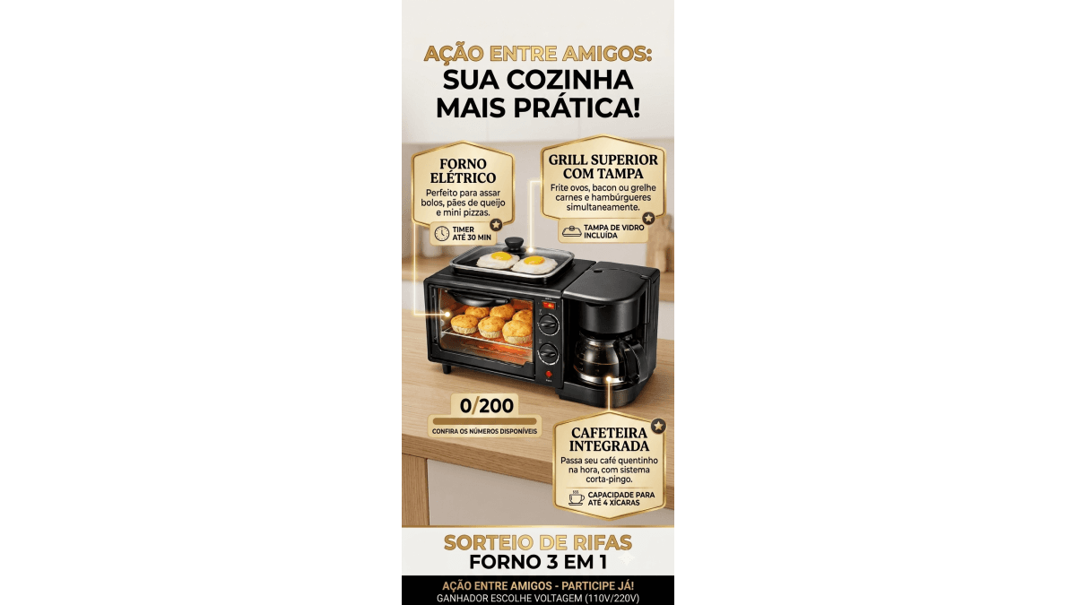 Ação Entre Amigos - Forno Elétrico 3 em 1