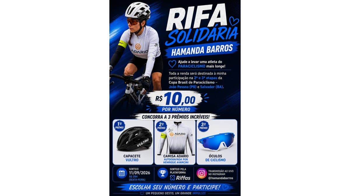 Rifa Solidária - Capacete Vultro, Camisa Autografada pelo Avancini e Óculos de Ciclismo