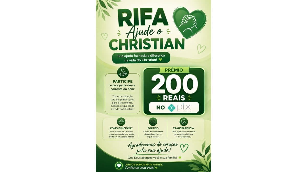 Rifa Solidária - Ajude o Christian ♥
