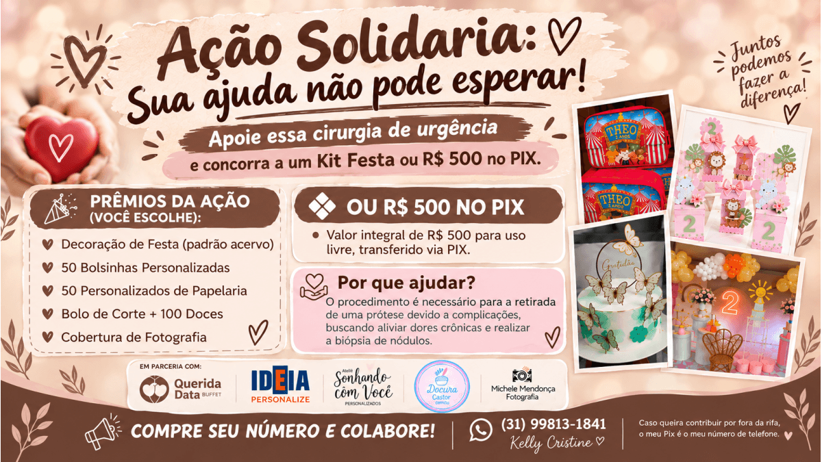 Rifa Solidária: Sua Festa Completa ou R$ 500 no PIX