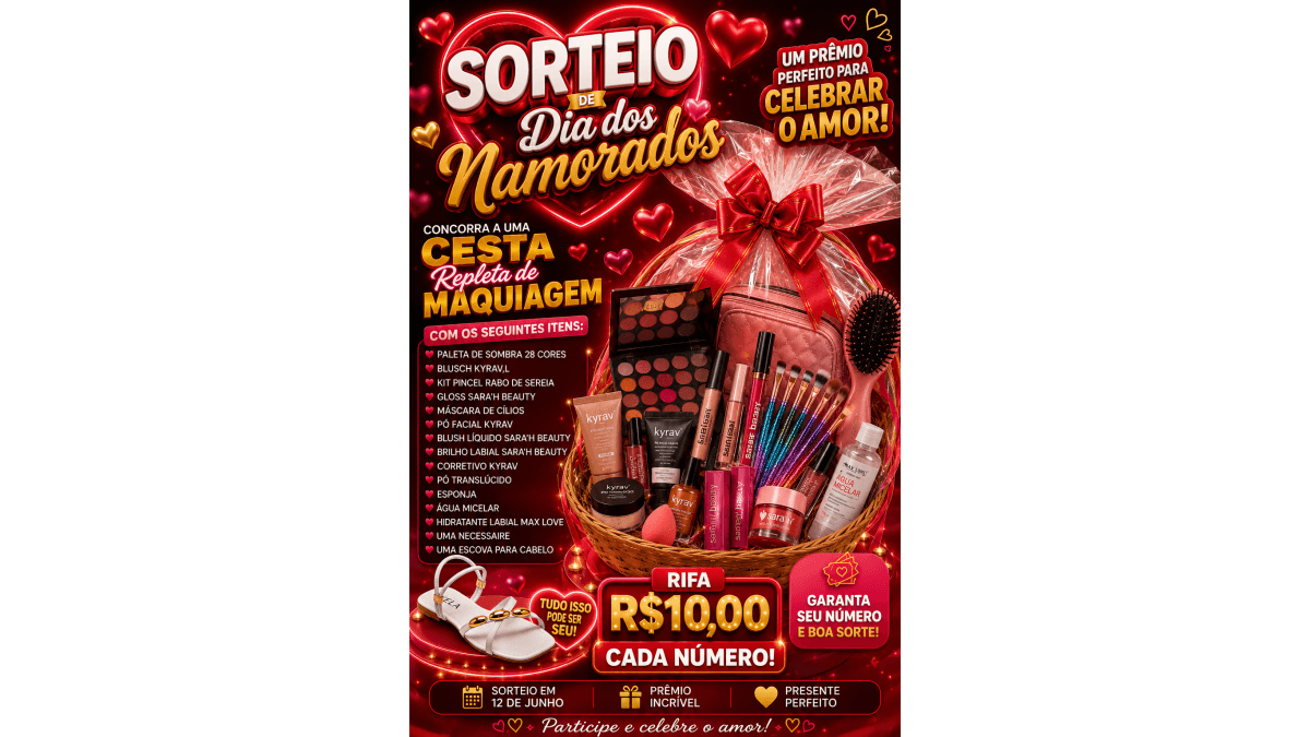 Cesta de maquiagem e sandália