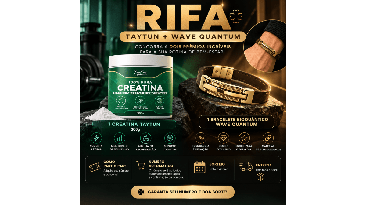 1 Creatina Taytun  + 1 Bracelete Bioquântico Wave Quantum
