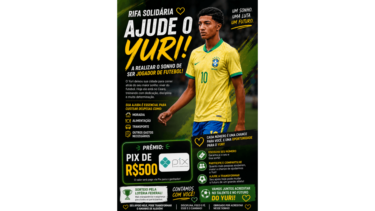 Ajude Yuri a Realizar seu sonho ⚽️