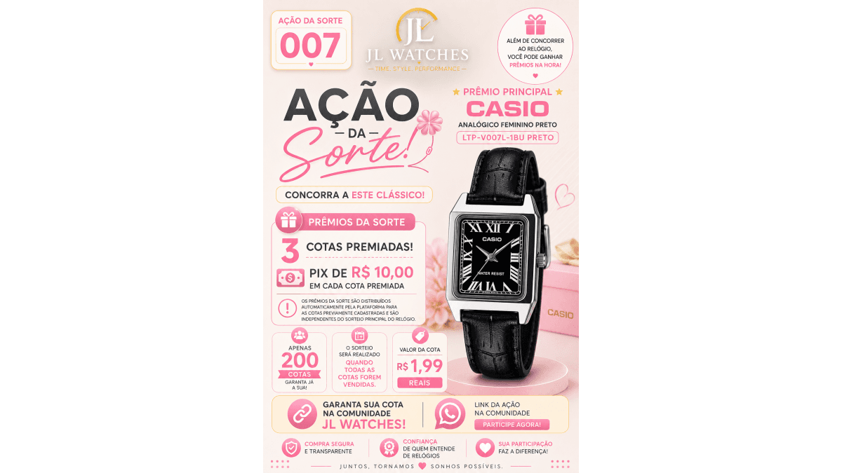 Ação da sorte 007 casio feminino