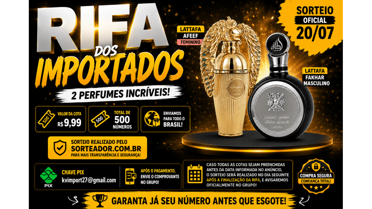 🔥 RIFA DOS IMPORTADOS LATTAFA 🔥