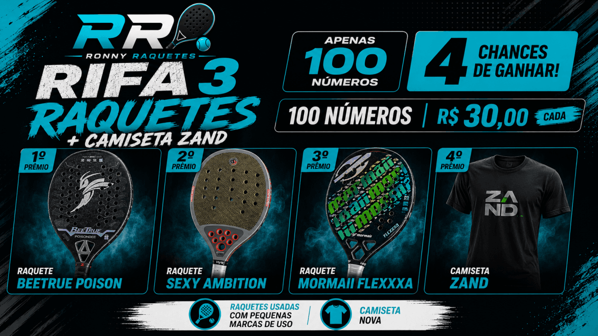 3 Raquetes Beach Tennis + camiseta Zand