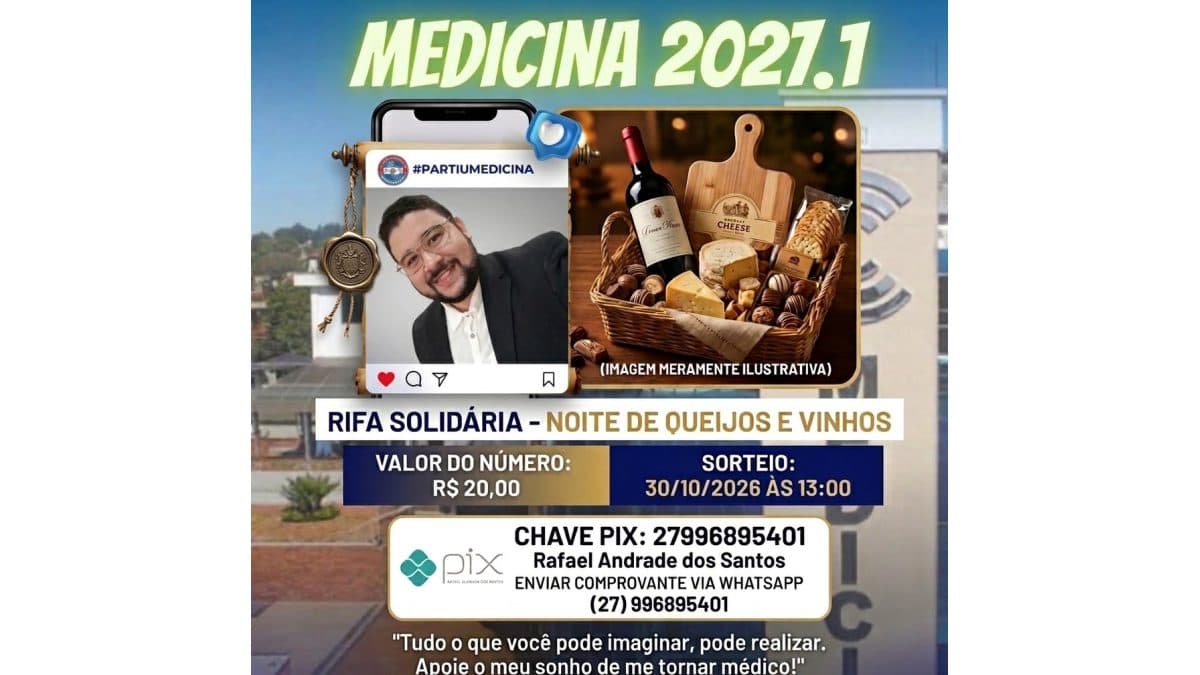 Rifa solidária: Noite Gourmet vinhos e queijos.