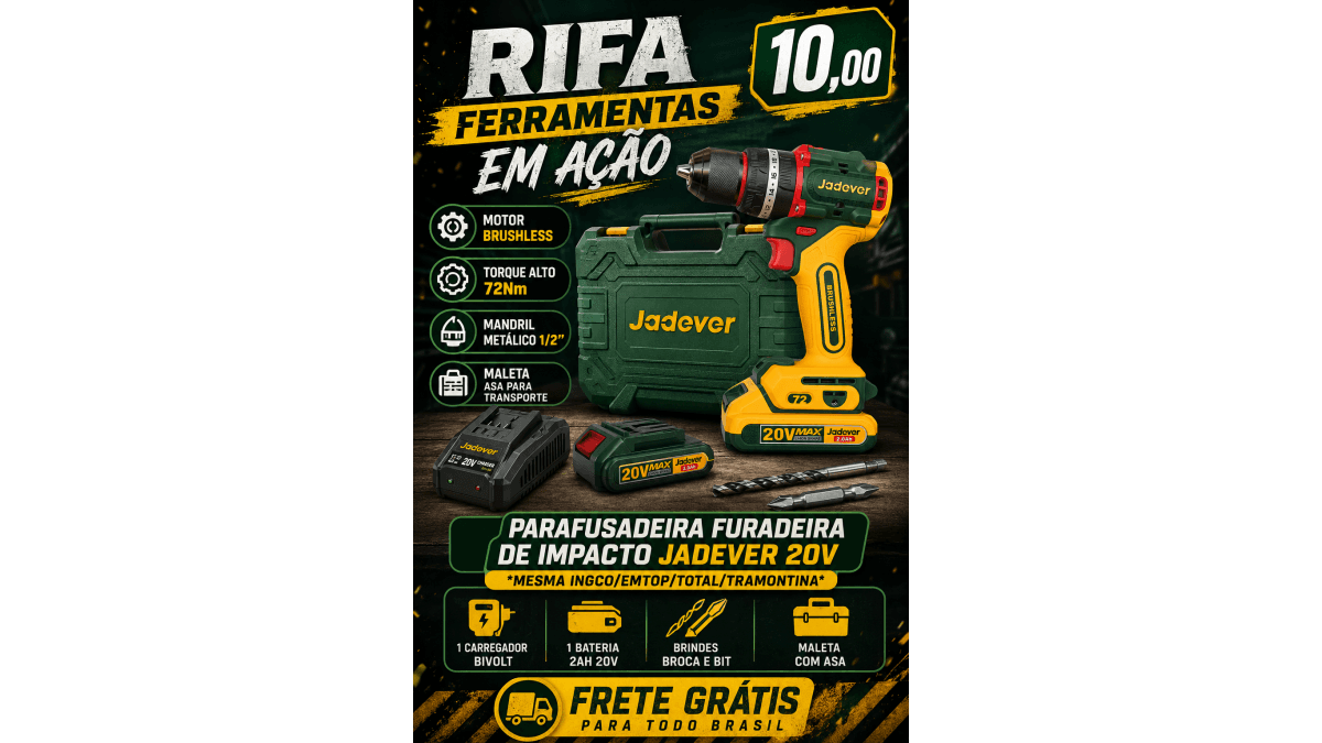 Parafusadeira Furadeira de impacto JADEVER 20v