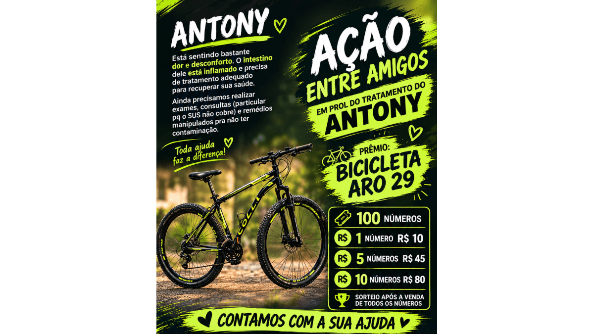 Ação entre amigos em prol do tratamento do Antony