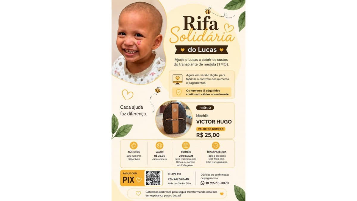 Rifa solidária para o Lucas