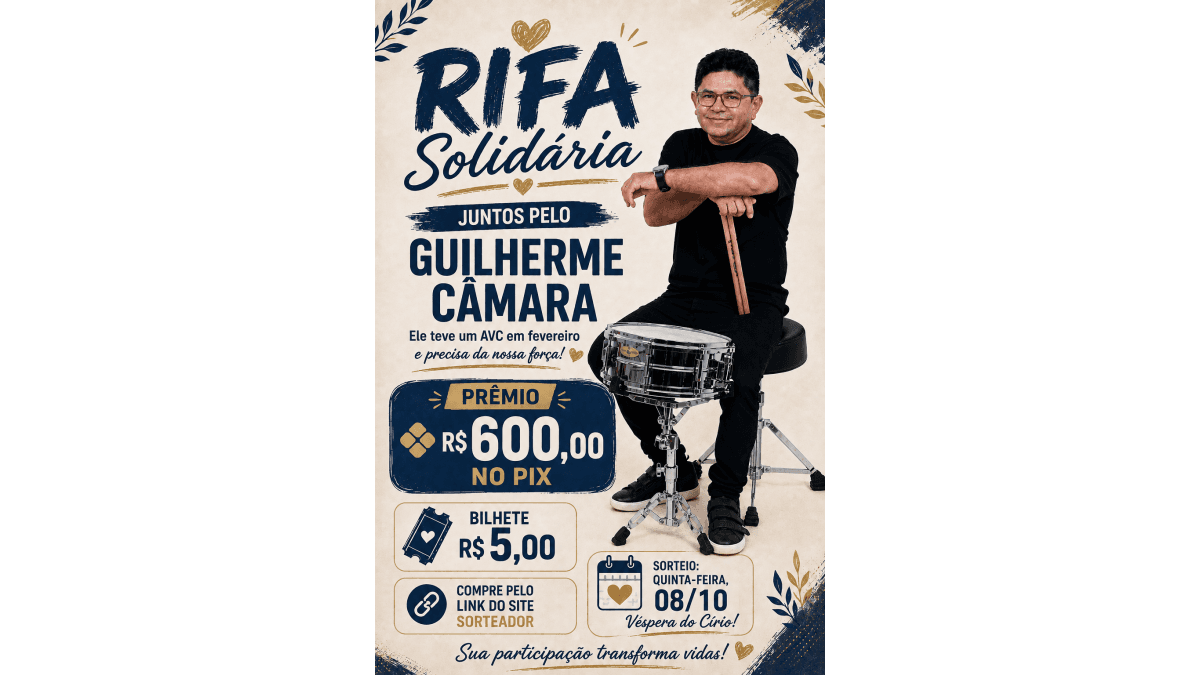 Rifa solidária - Guilherme Câmara - PIX de 600